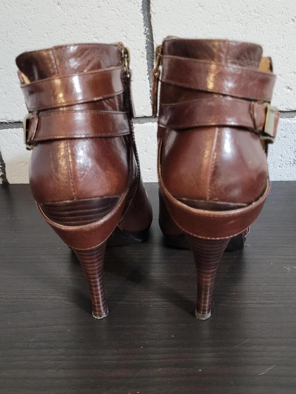 Nine West Brown Leather Ankle Boots Sz 9M - Picture 7 of 8